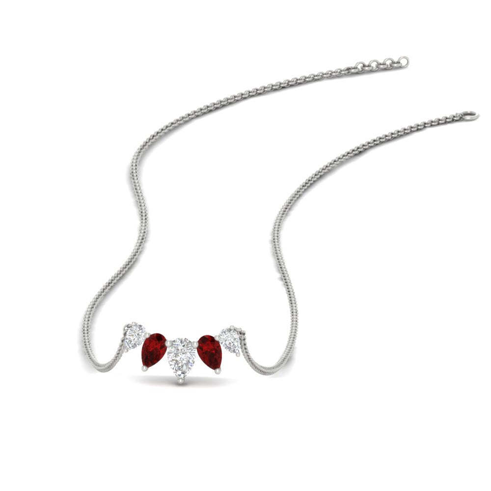 0.75 Carat 5 Stone Pear Shaped Diamond Necklace