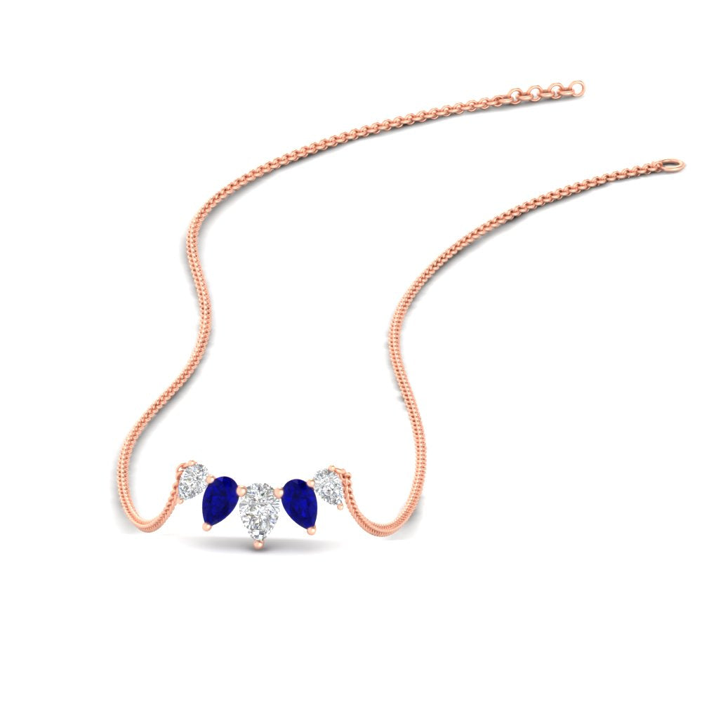 0.75 Carat 5 Stone Pear Shaped Diamond Necklace