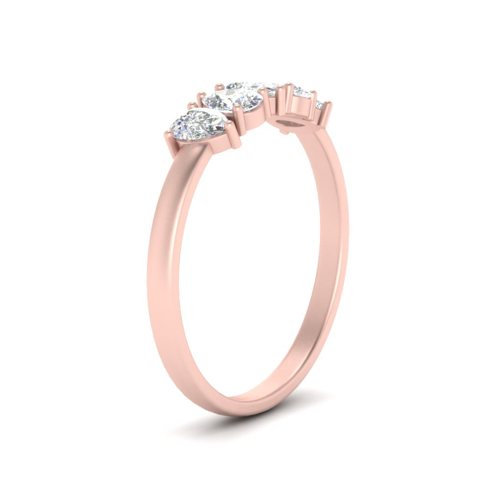 0.75 Carat 5 Stone Wedding Band Diamond Teardrop