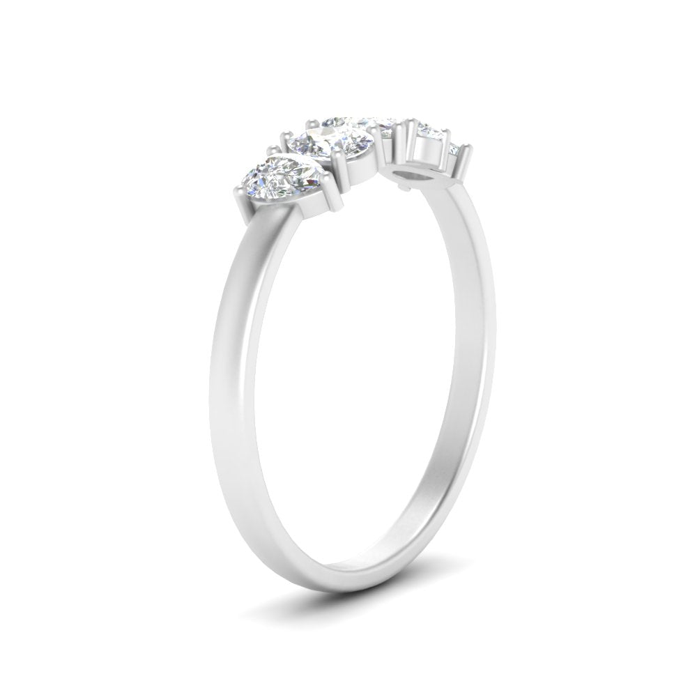 0.75 Carat 5 Stone Wedding Band Diamond Teardrop