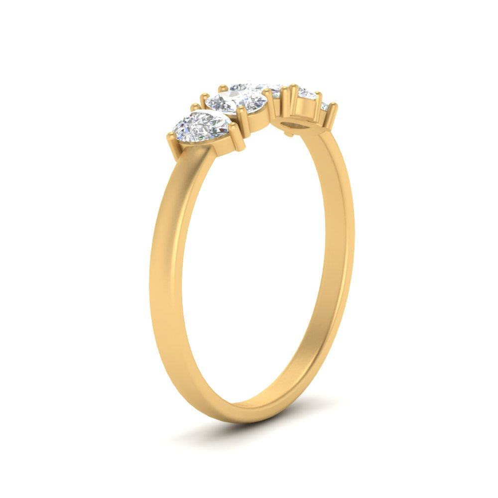 0.75 Carat 5 Stone Wedding Band Diamond Teardrop