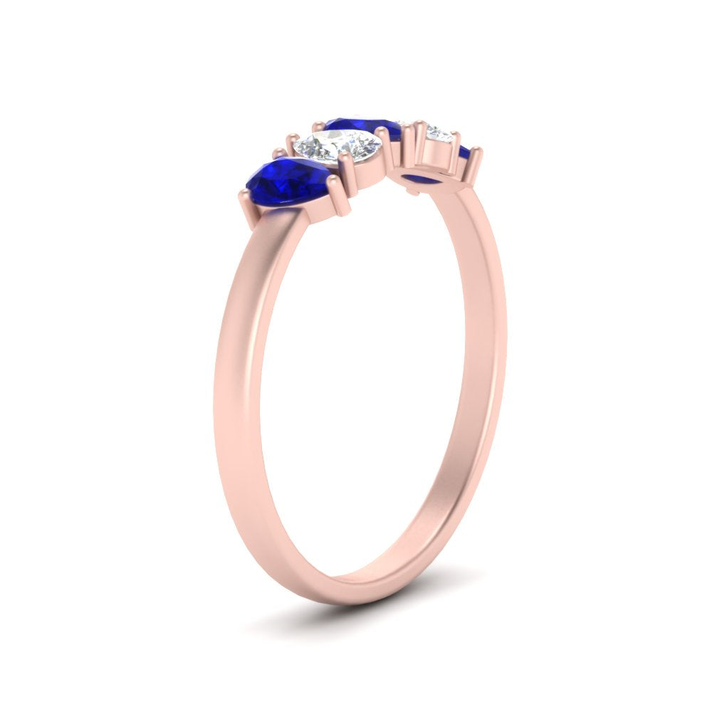 0.75 Carat 5 Stone Wedding Band Diamond Teardrop