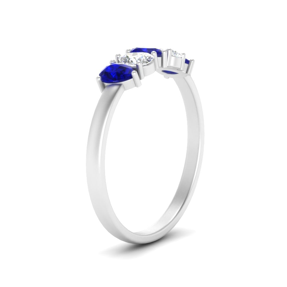 0.75 Carat 5 Stone Wedding Band Diamond Teardrop