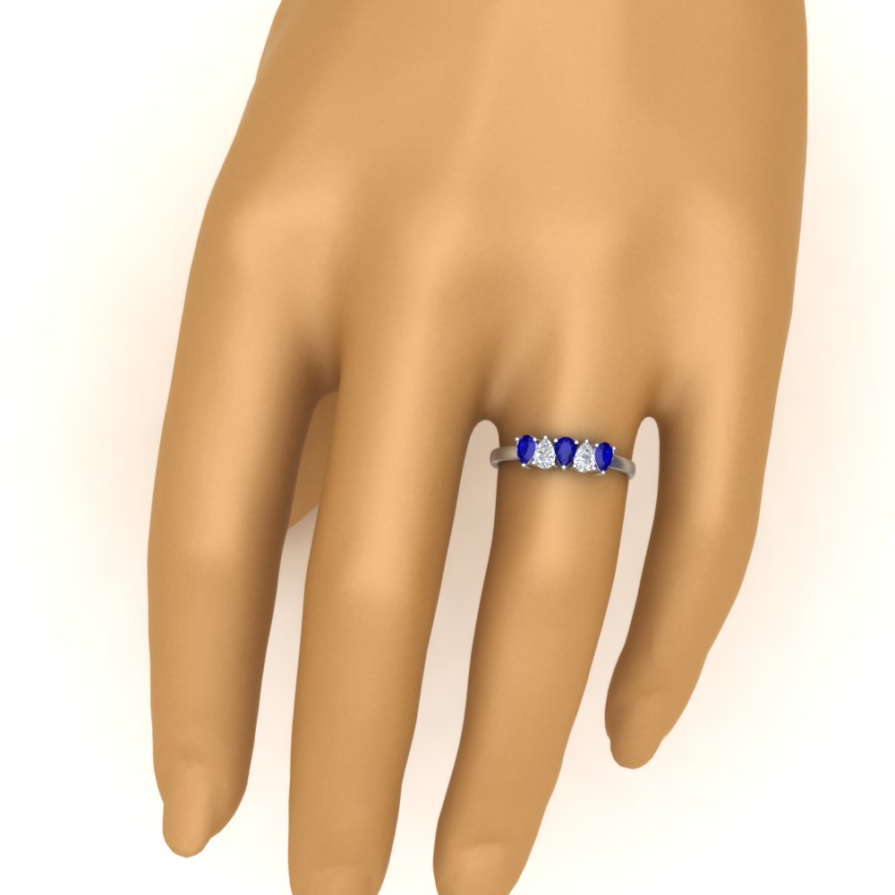 0.75 Carat 5 Stone Wedding Band Diamond Teardrop