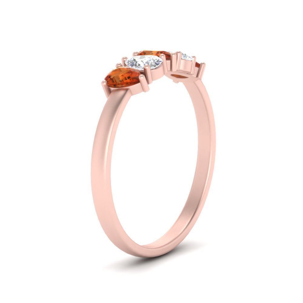 0.75 Carat 5 Stone Wedding Band Diamond Teardrop