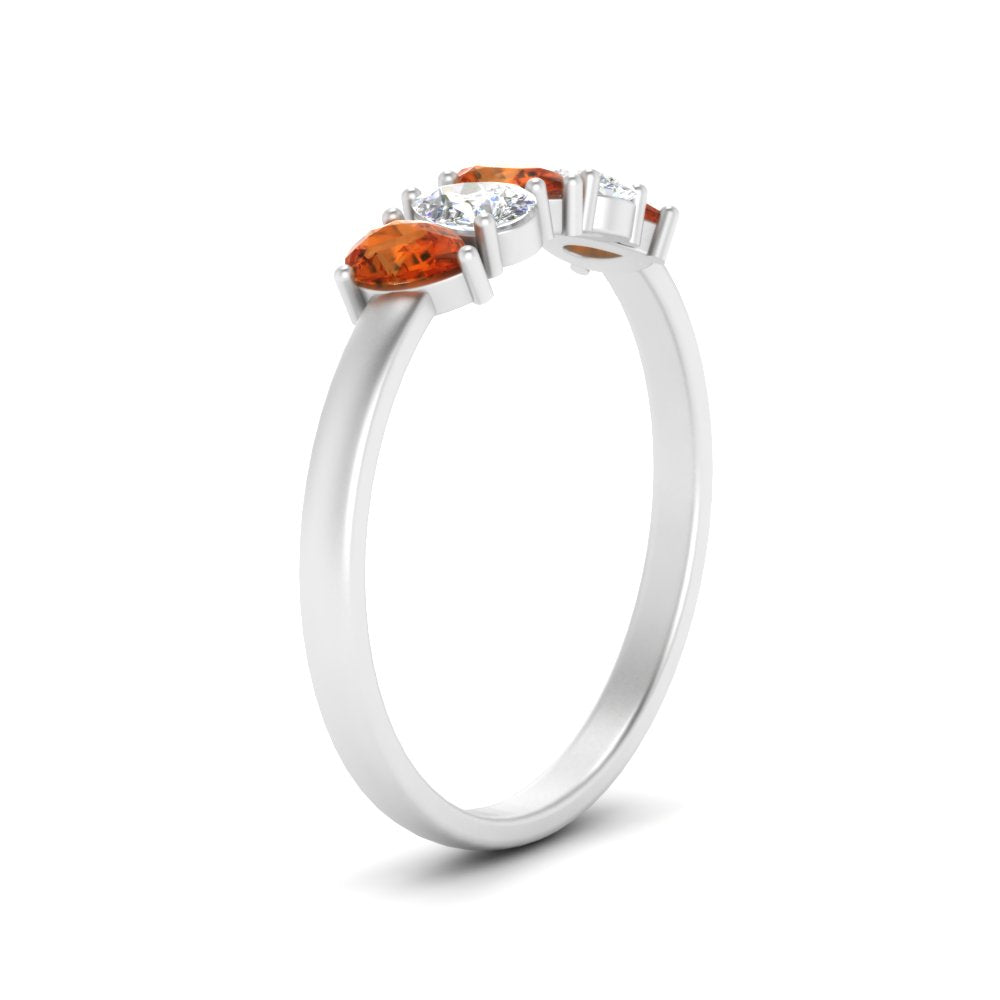 0.75 Carat 5 Stone Wedding Band Diamond Teardrop