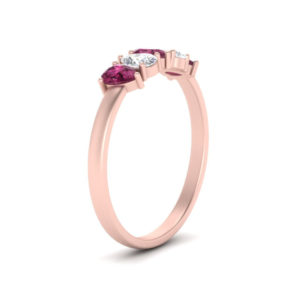 0.75 Carat 5 Stone Wedding Band Diamond Teardrop