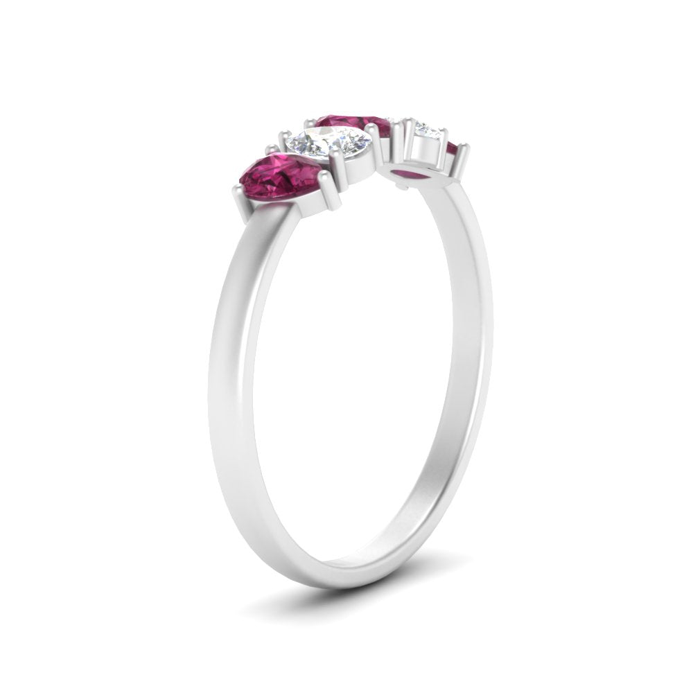 0.75 Carat 5 Stone Wedding Band Diamond Teardrop