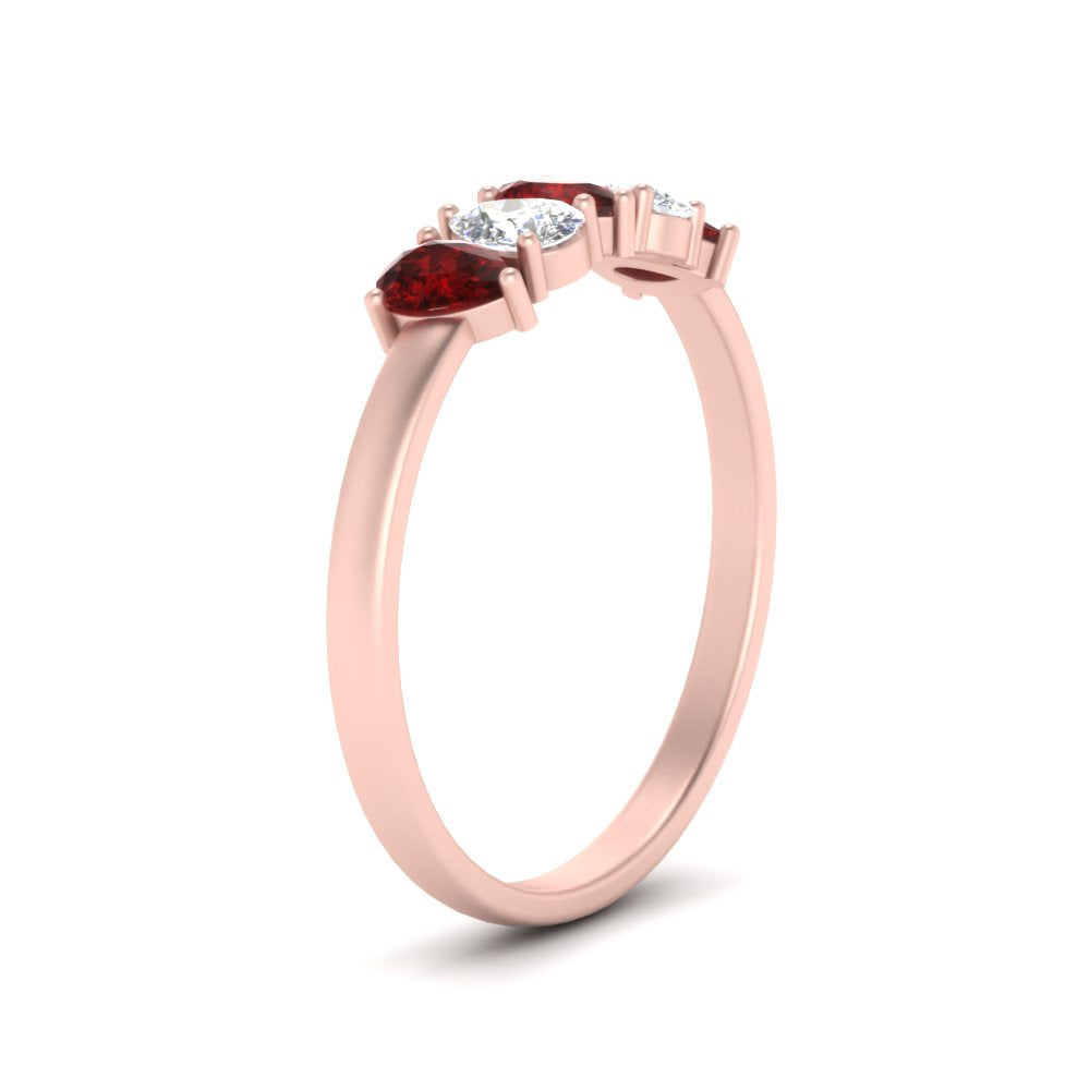 0.75 Carat 5 Stone Wedding Band Diamond Teardrop