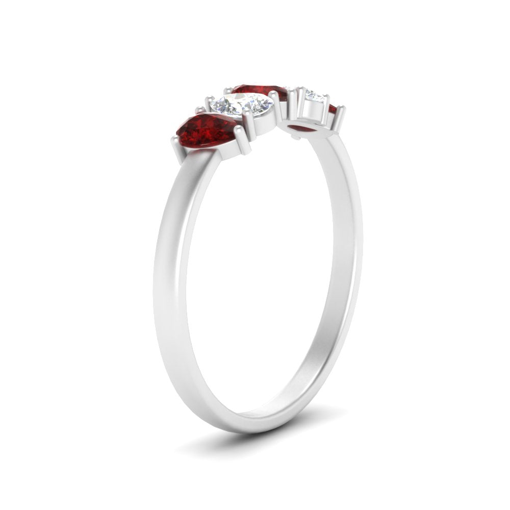 0.75 Carat 5 Stone Wedding Band Diamond Teardrop