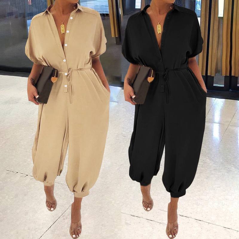 Ladies Retro jumpsuit button jumpsuit