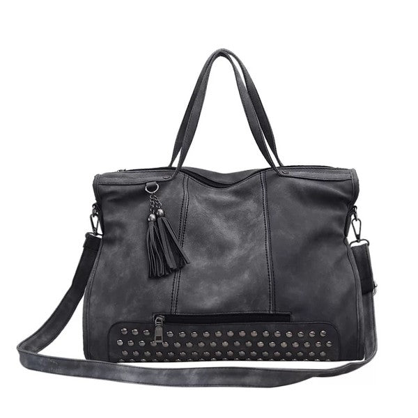 Womens Rivet Handbag Purse Tote Shoulder Bag