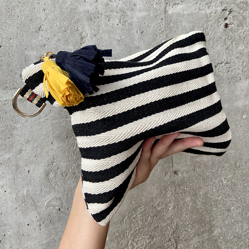 Striped Tassel Cosmetic Bag