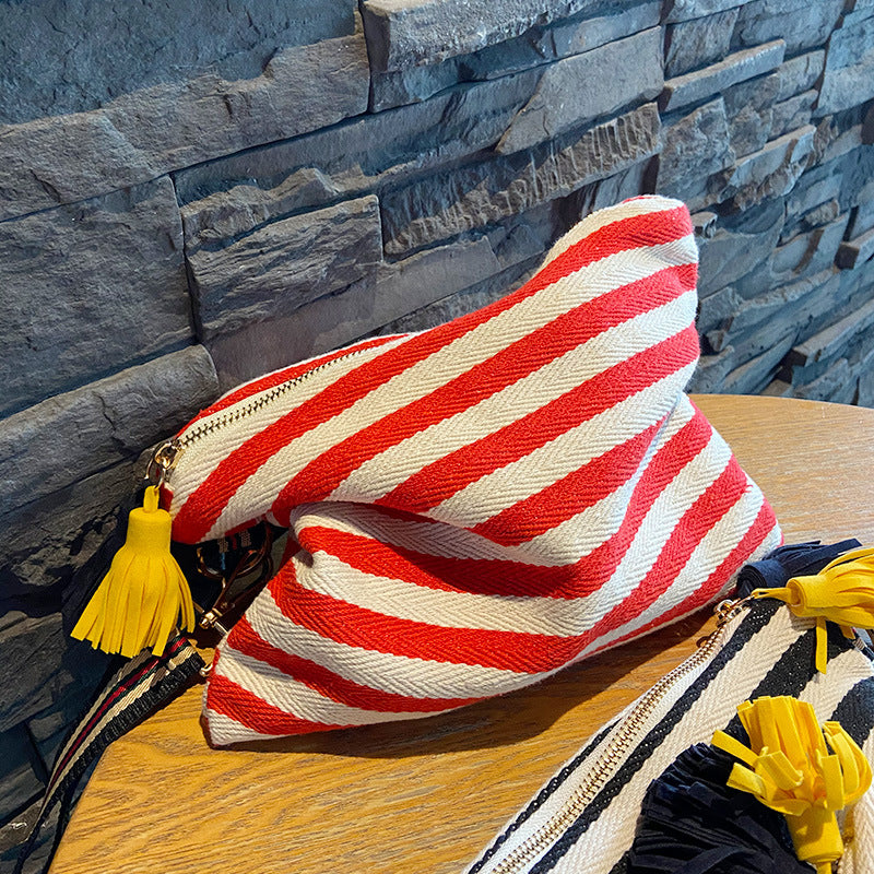 Striped Tassel Cosmetic Bag
