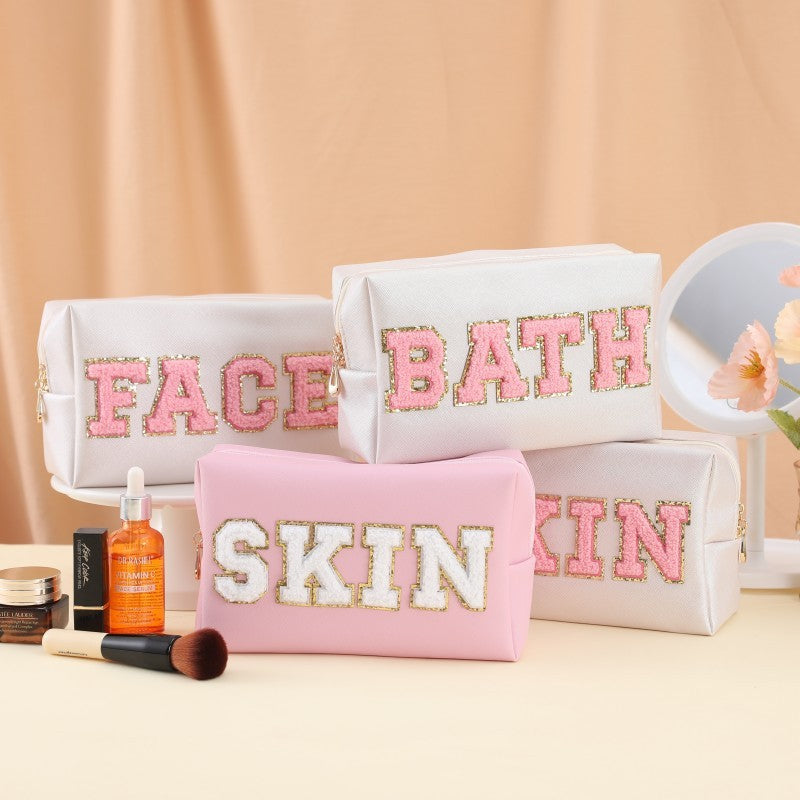 Embroidery Letter Makeup Outdoor Travel Toiletry Bag