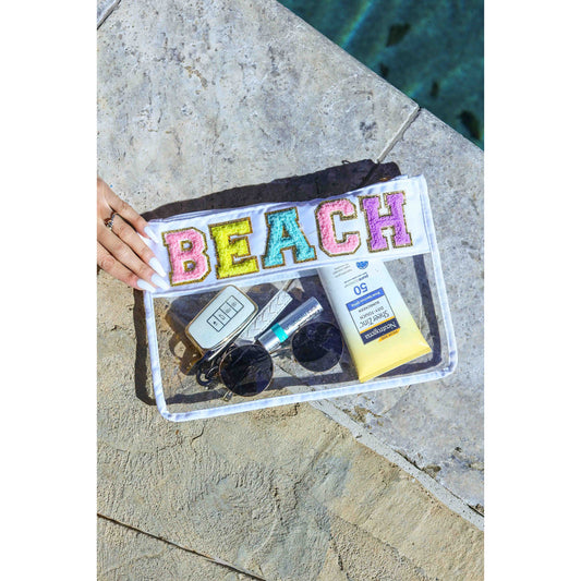 Beach Clear & Waterproof Varsity Pouch**