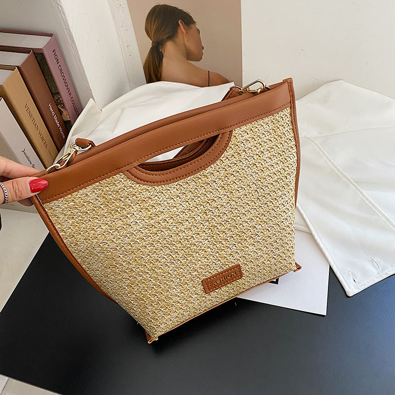 Straw Shoulder Tote Bag