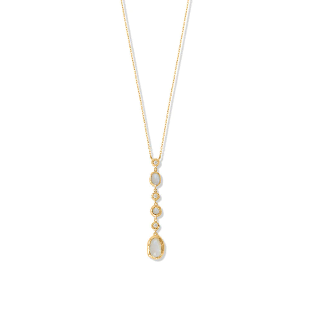 Rainbow Moonstone Drop Necklace