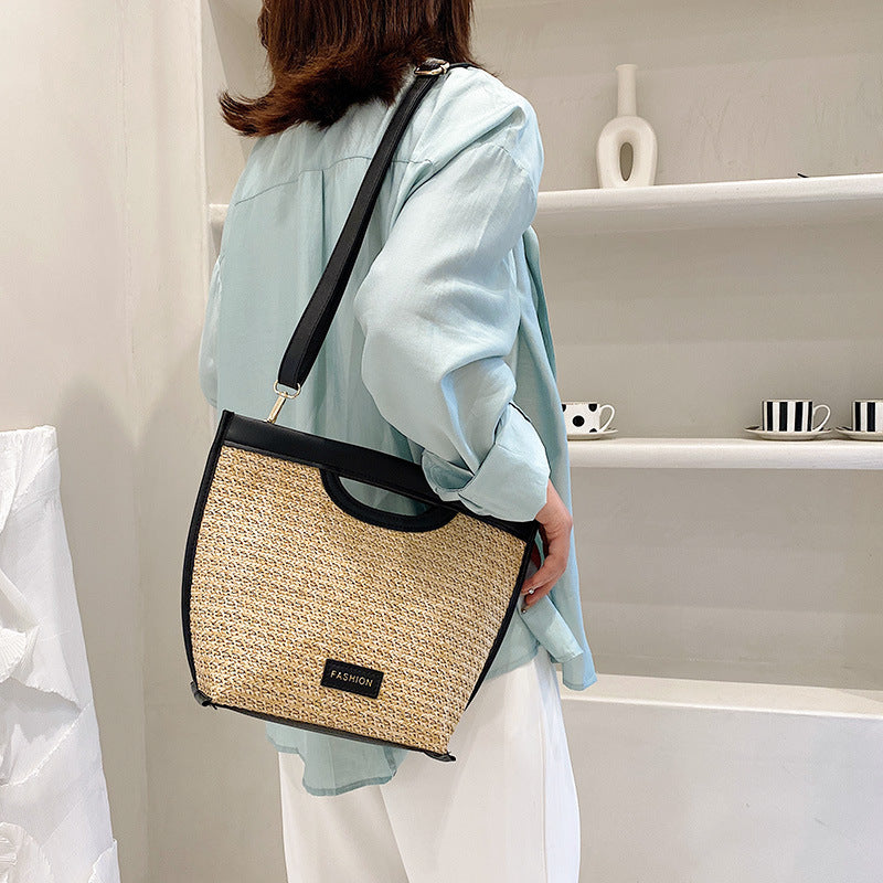Straw Shoulder Tote Bag