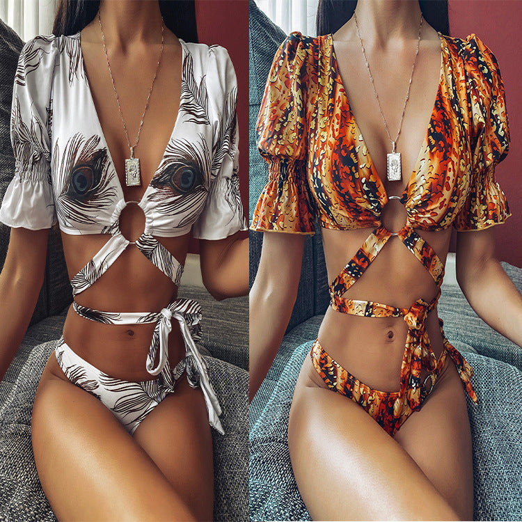 Leopard print bikini female split