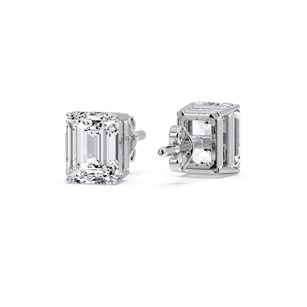 Emerald Cut Diamond Stud Earrings
