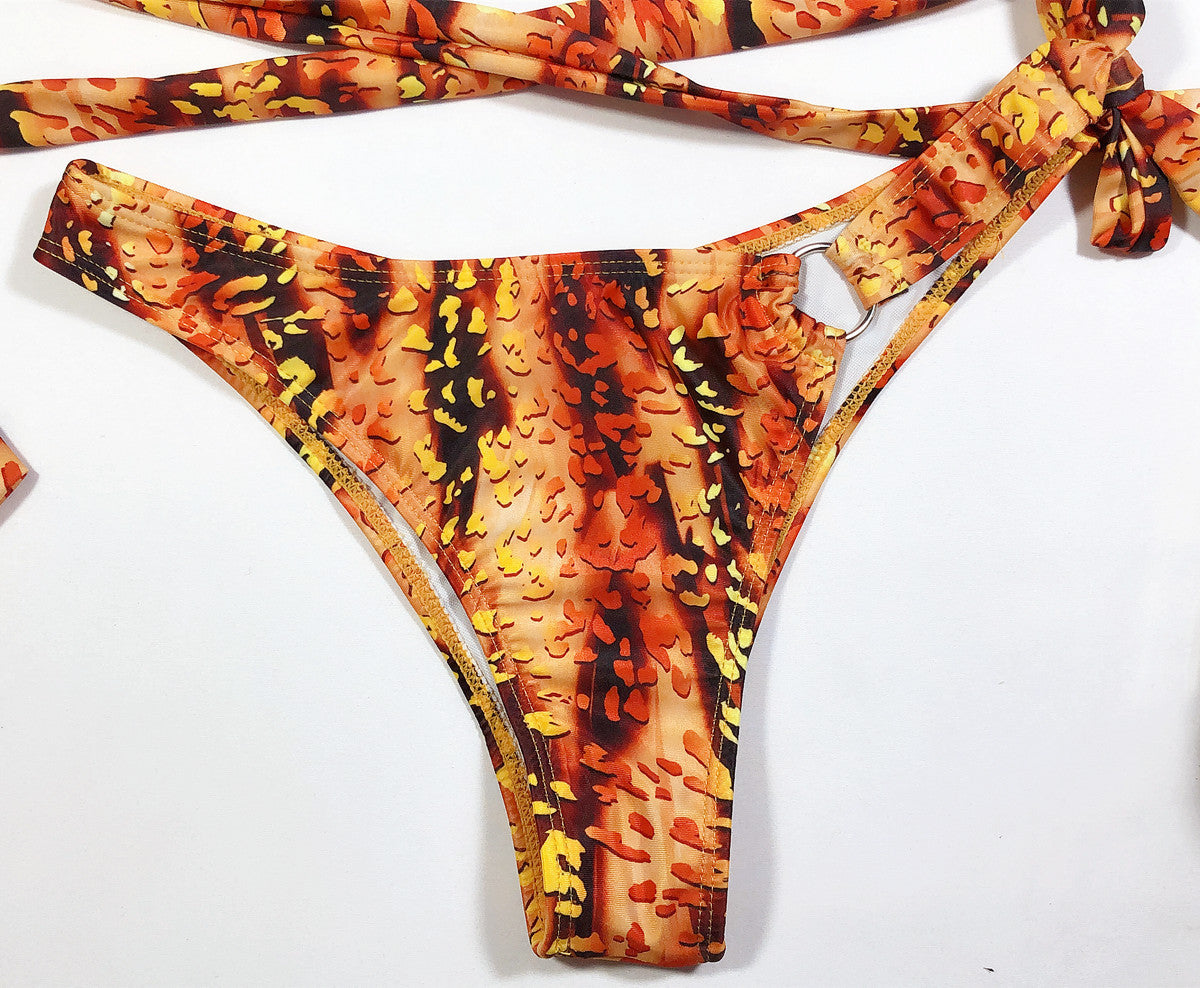 Leopard print bikini female split