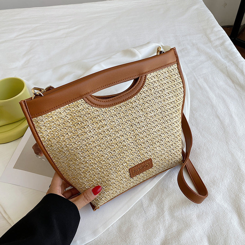 Straw Shoulder Tote Bag