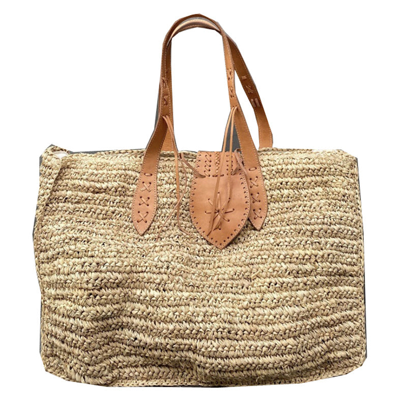 Seaside Resort Straw Braided Package Oversized Beach Bag