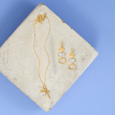 Karat Gold Plated Charm Drop Necklace