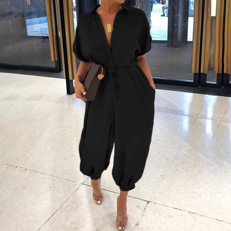 Ladies Retro jumpsuit button jumpsuit