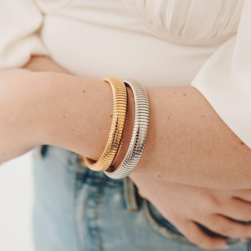 Struck By Cupid Stretch Bangle Bracelet - WATERPROOF: Gold