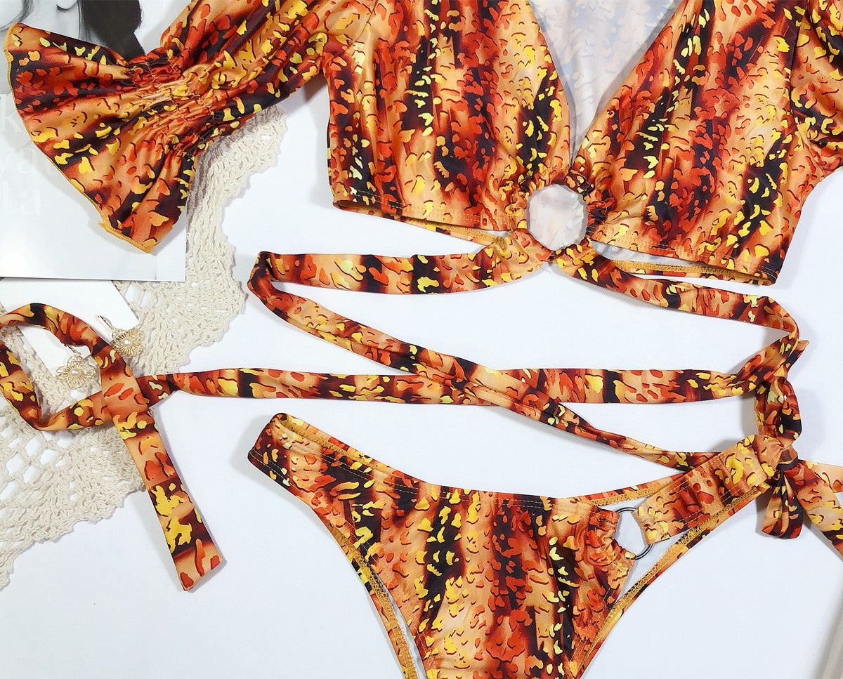 Leopard print bikini female split