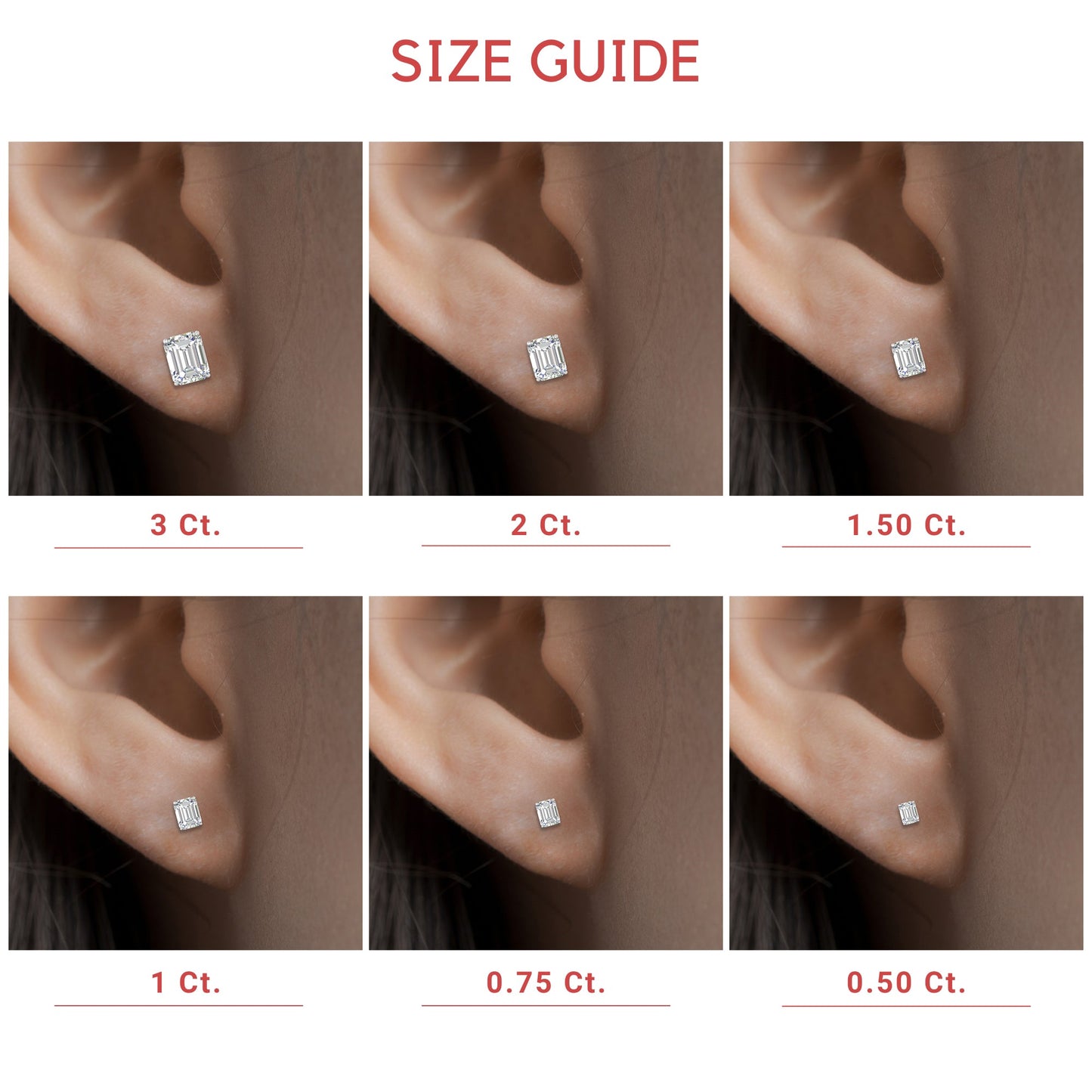 Emerald Cut Diamond Stud Earrings