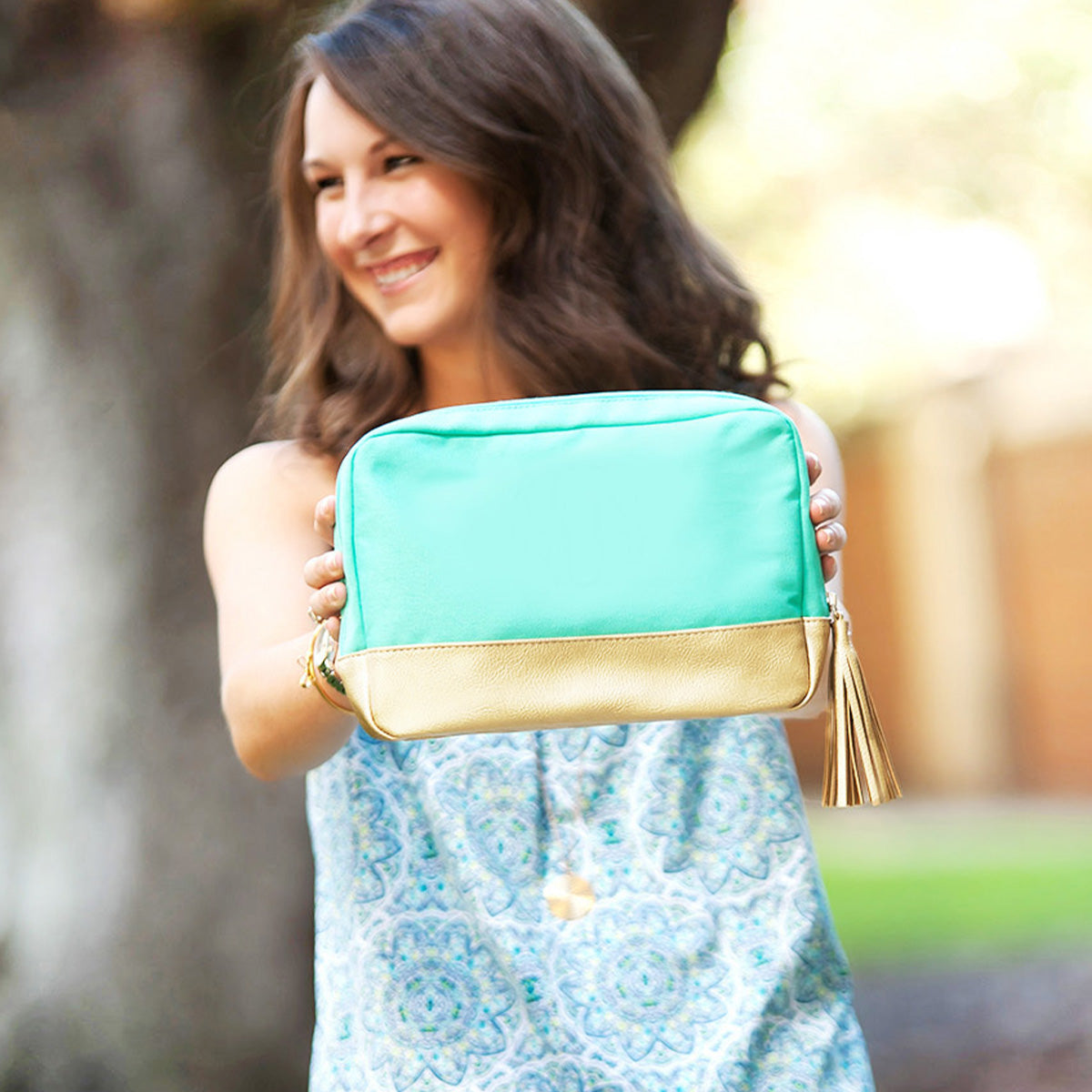 Mint Cabana Cosmetic Bag