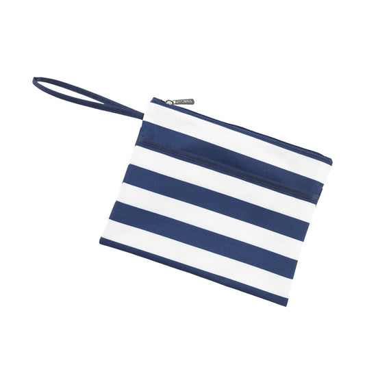 Navy  Stripe Zip Pouch Wristlet