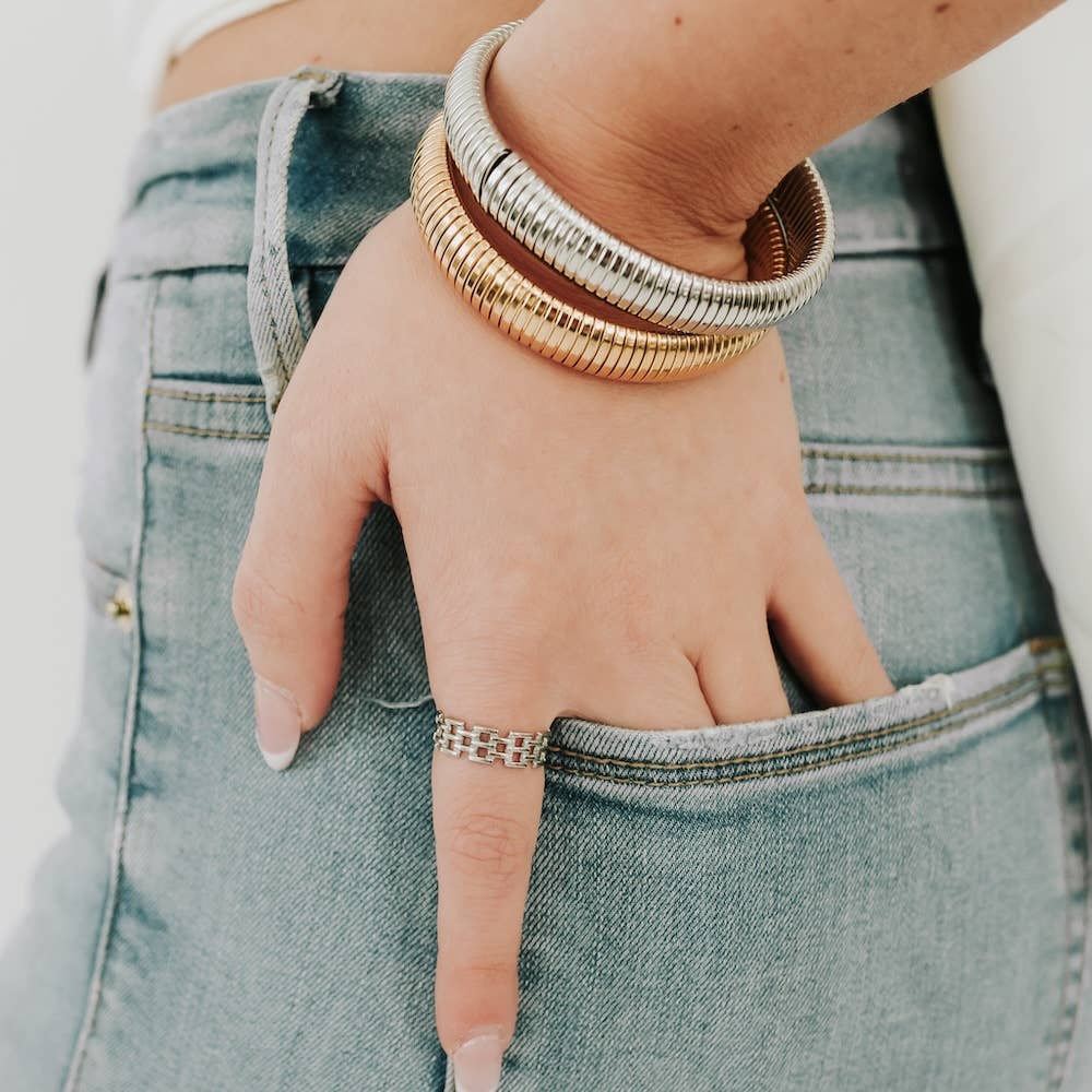 Struck By Cupid Stretch Bangle Bracelet - WATERPROOF: Gold
