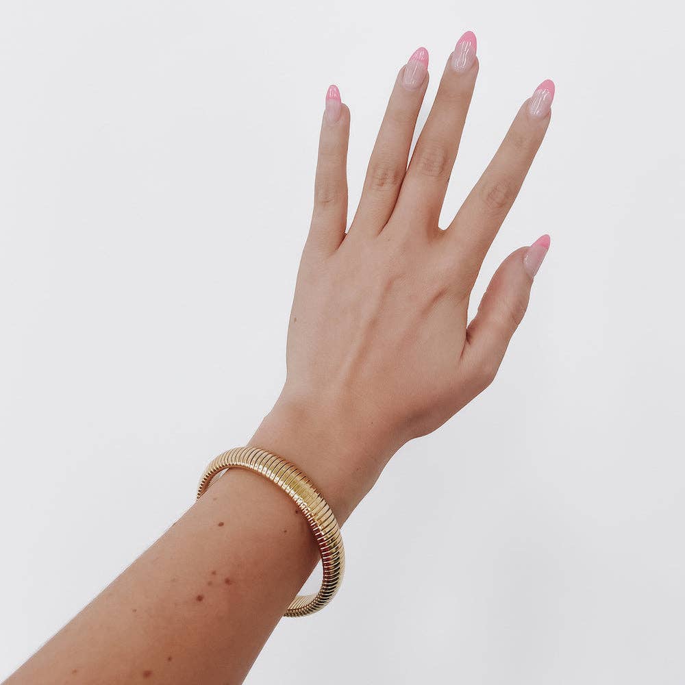 Struck By Cupid Stretch Bangle Bracelet - WATERPROOF: Gold