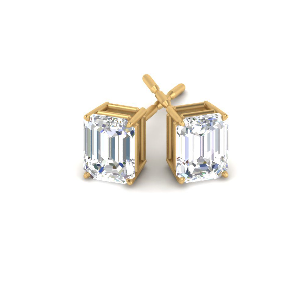 Emerald Cut Diamond Stud Earrings
