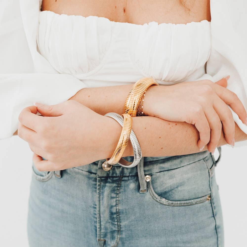 Struck By Cupid Stretch Bangle Bracelet - WATERPROOF: Gold
