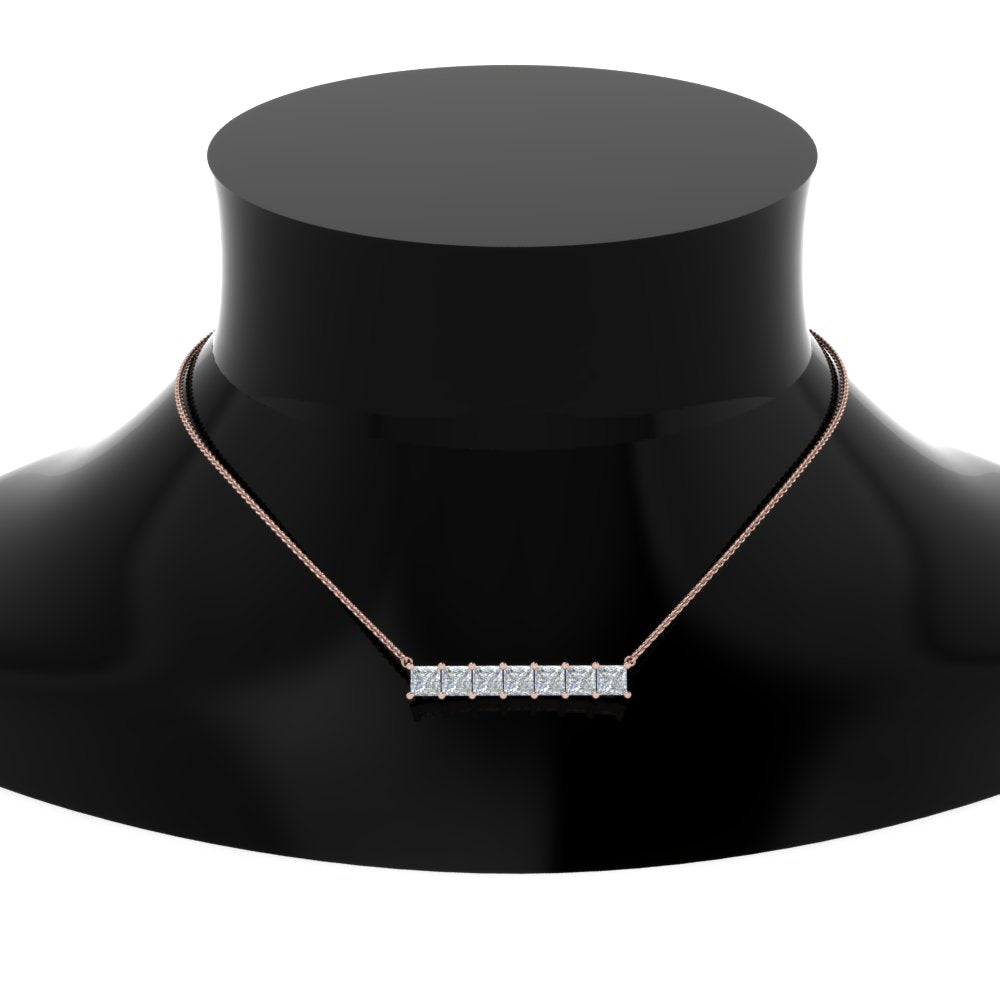Princess Cut Horizontal Bar Pendant