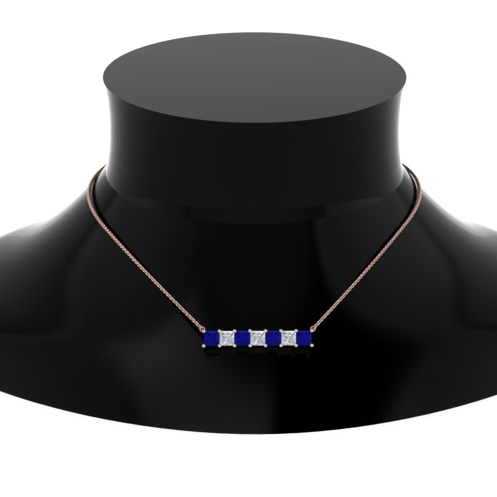 Princess Cut Horizontal Bar Pendant