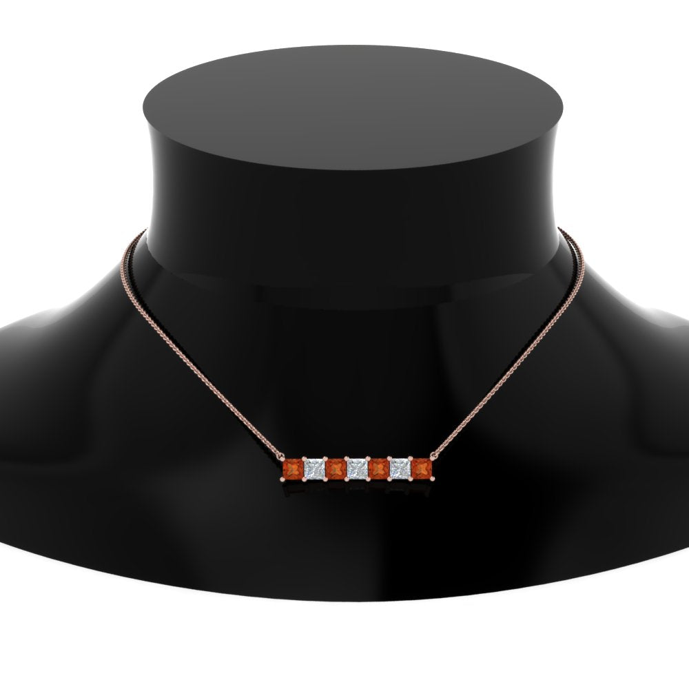 Princess Cut Horizontal Bar Pendant