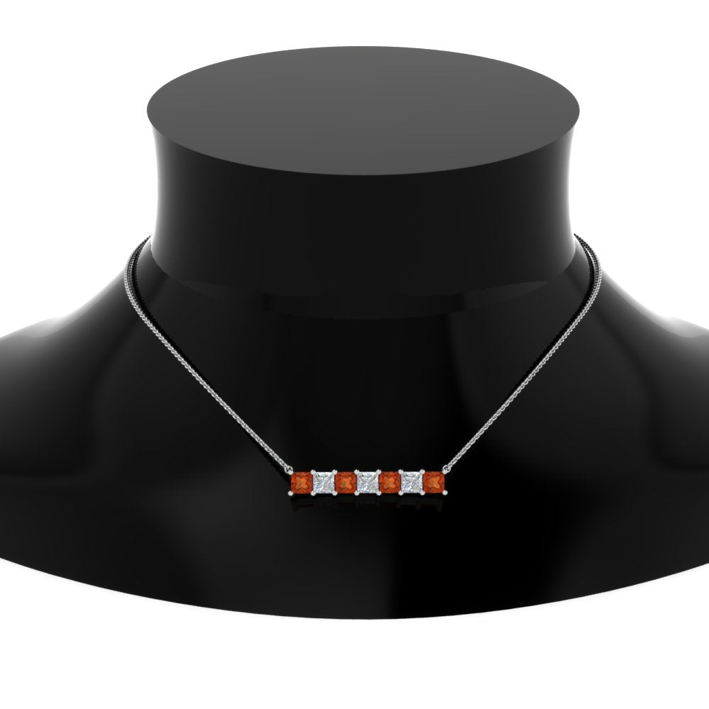 Princess Cut Horizontal Bar Pendant