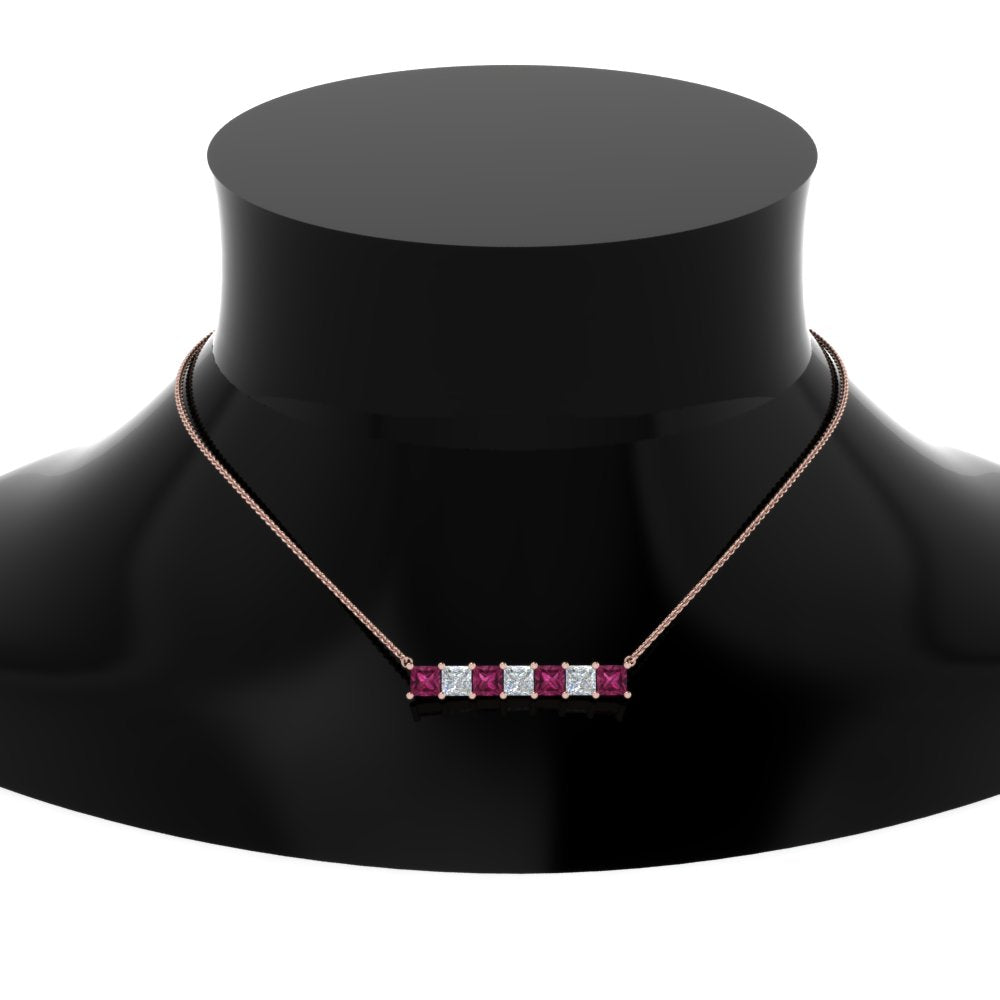 Princess Cut Horizontal Bar Pendant