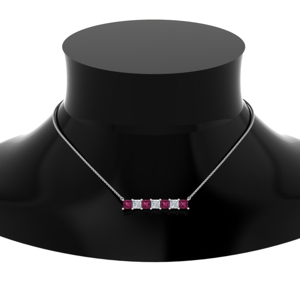 Princess Cut Horizontal Bar Pendant