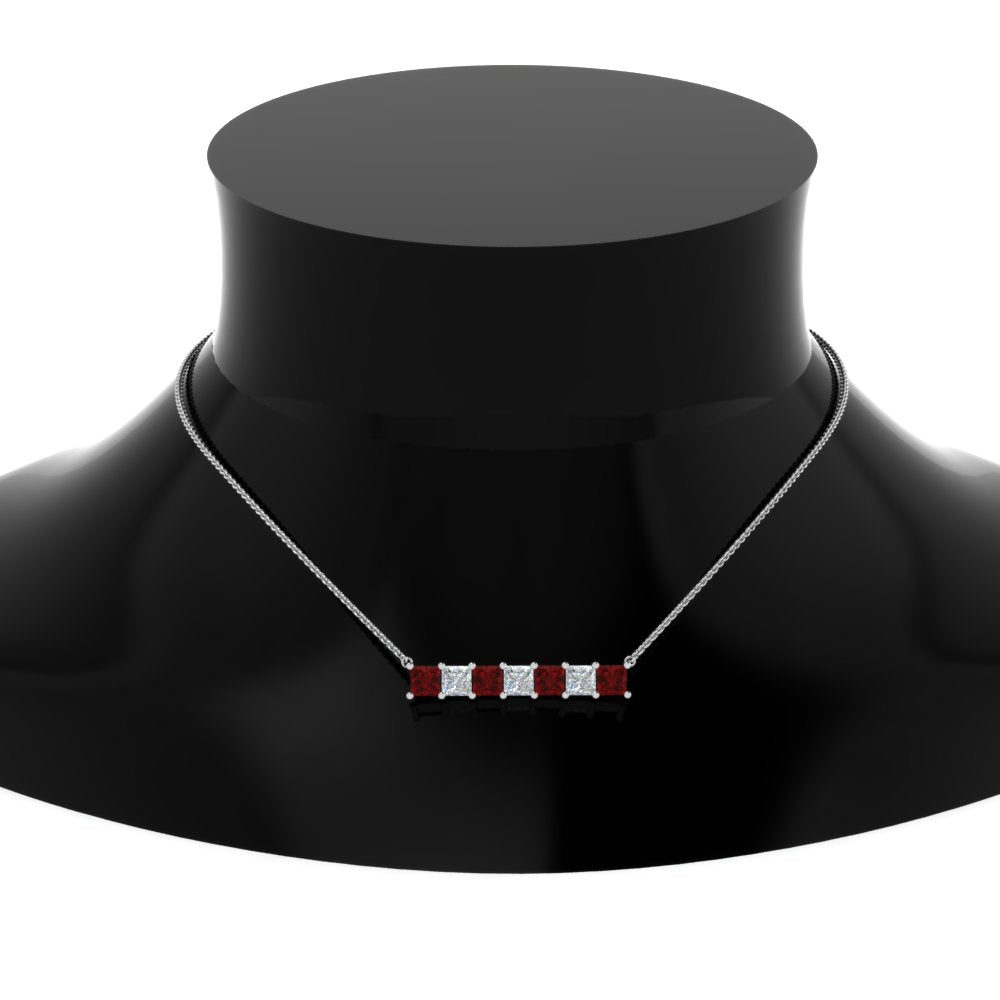 Princess Cut Horizontal Bar Pendant