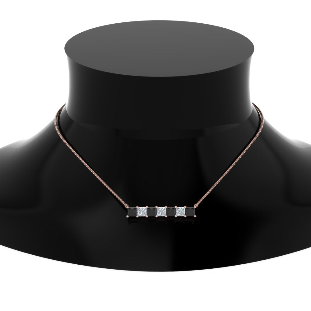 Princess Cut Horizontal Bar Pendant