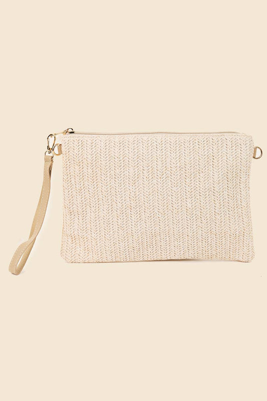 Straw Braided Rectangle Pouch