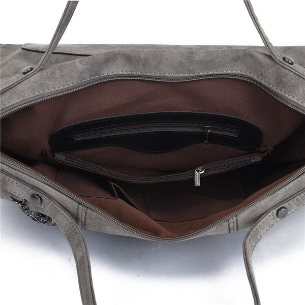Womens Rivet Handbag Purse Tote Shoulder Bag