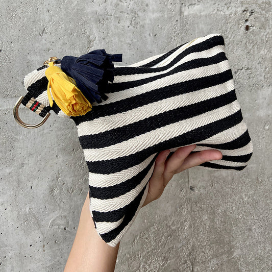 Striped Tassel Cosmetic Bag